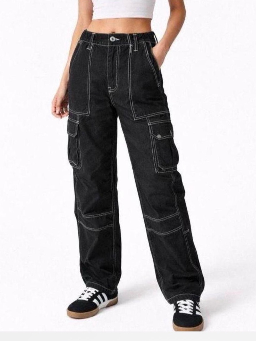 BDG Urban Outfitters Black Denim Skate Cargo Pants Womens Size 25